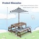 Kids Picnic Table and Chairs with Cushions and Height Adjustable Umbrella