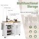 4-Door Rolling Kitchen Island Cart Buffet Cabinet with Towel Racks Drawers