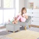 Soft Velvet Upholstered Kids Sofa Chair with Ottoman