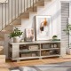 Wooden TV Stand with 8 Open Shelves for TVs up to 65 Inch Flat Screen