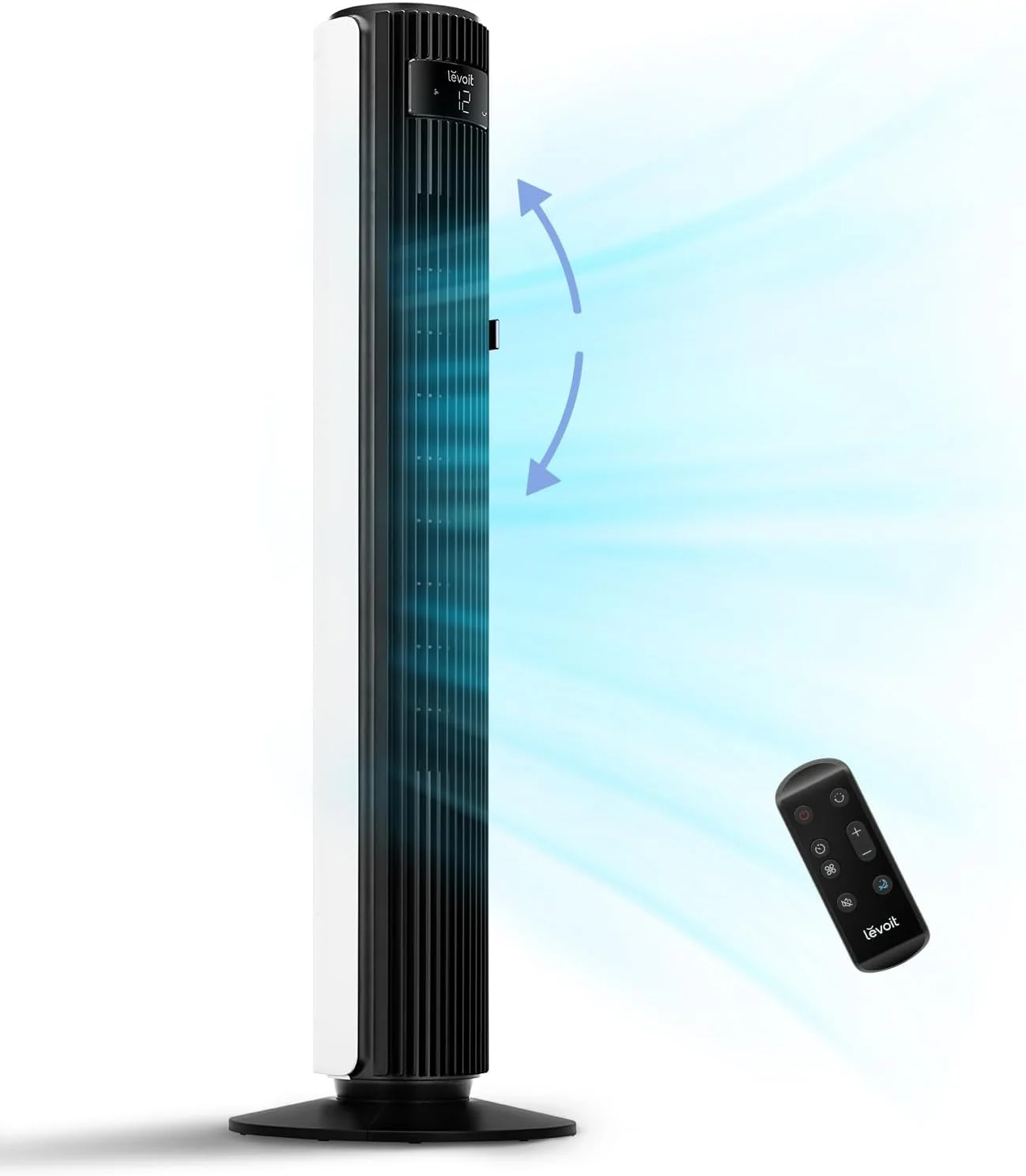 LEVOIT Tower Fan for Bedroom, Standing Fan with 28dB Quiet for Sleep, Remoter, 12H Timer, 25ft/s Velocity, 5 Speeds, 4 Modes, 90° Oscillation for Home, Office, Indoor, Bladeless 36 inch, White