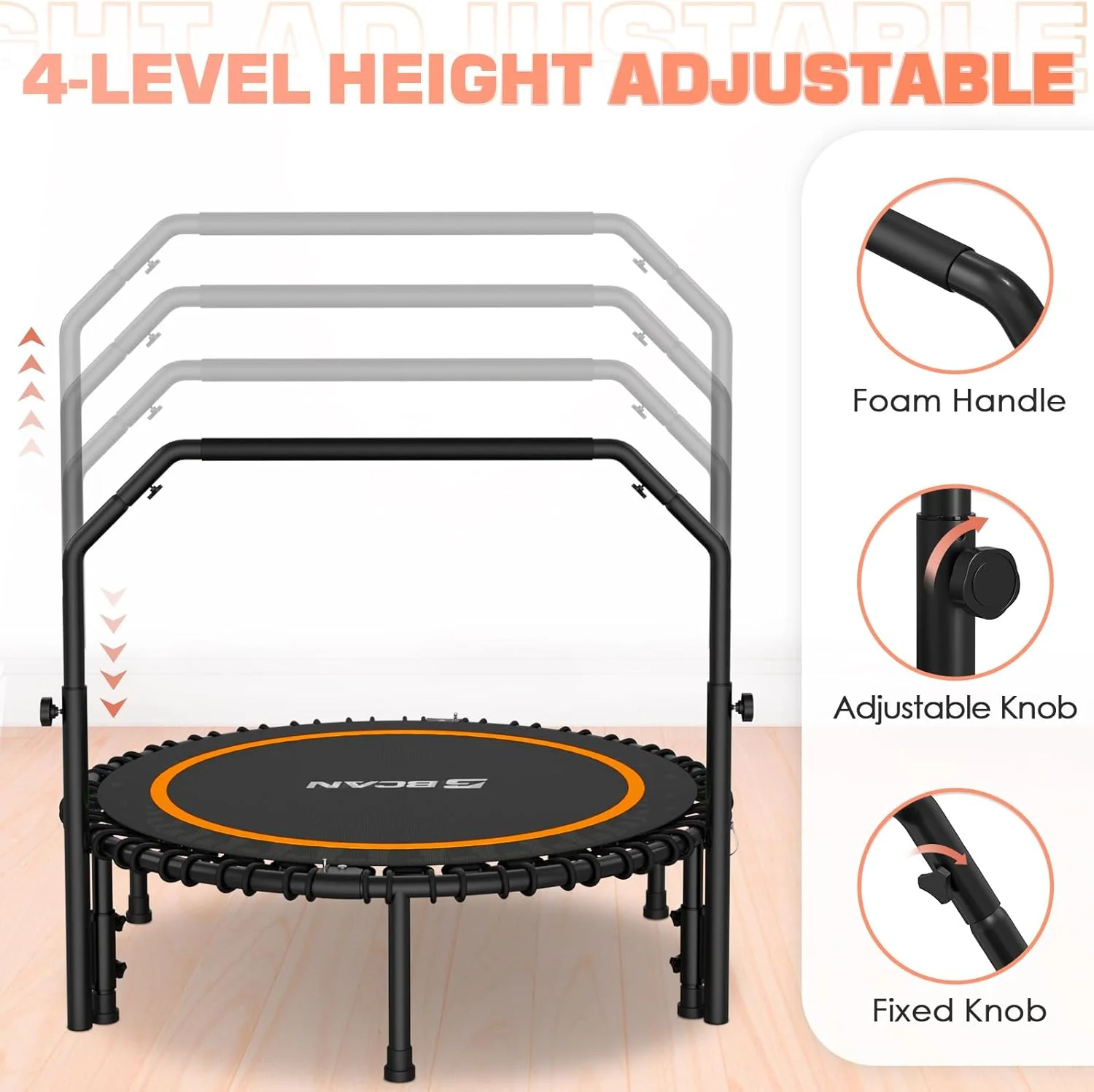 BCAN 450/550 LBS Foldable Mini Trampoline, 40