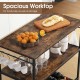 3 Shelves Kitchen Island Industrial Prep Table with Bottom Wine Rack