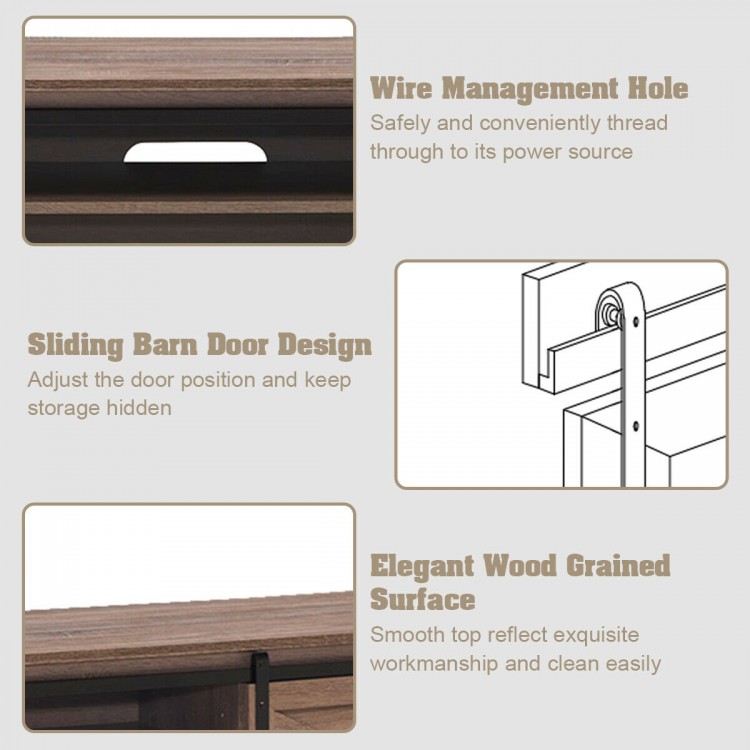 Wooden TV Stand with Sliding Barn Door for TVs up to 65 Inch