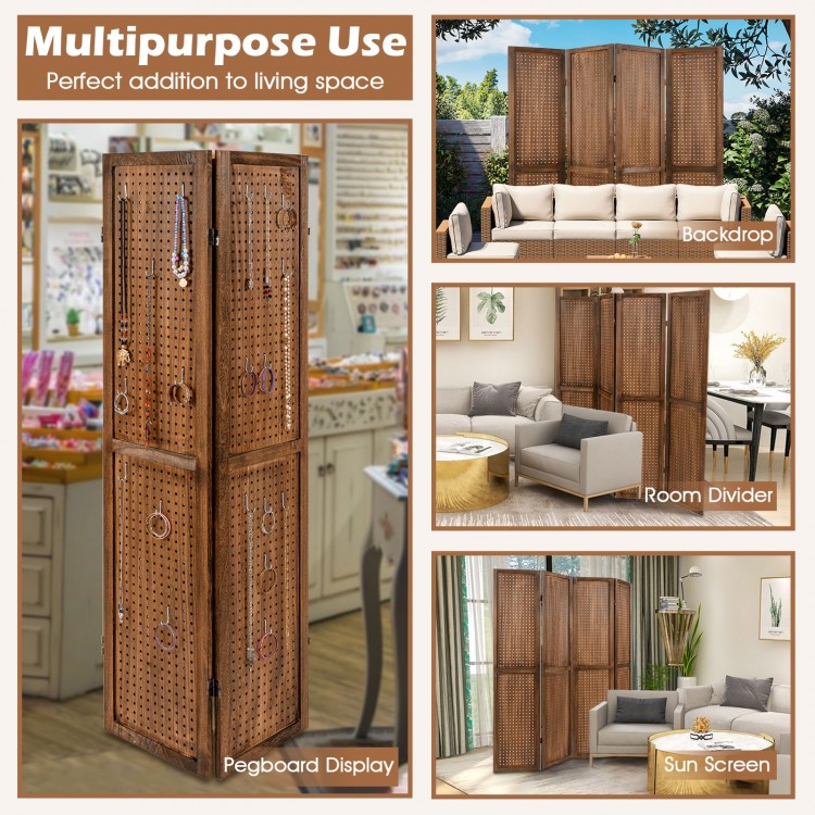 Pegboard Display with 360° Metal Hinges and Solid Wood Frame