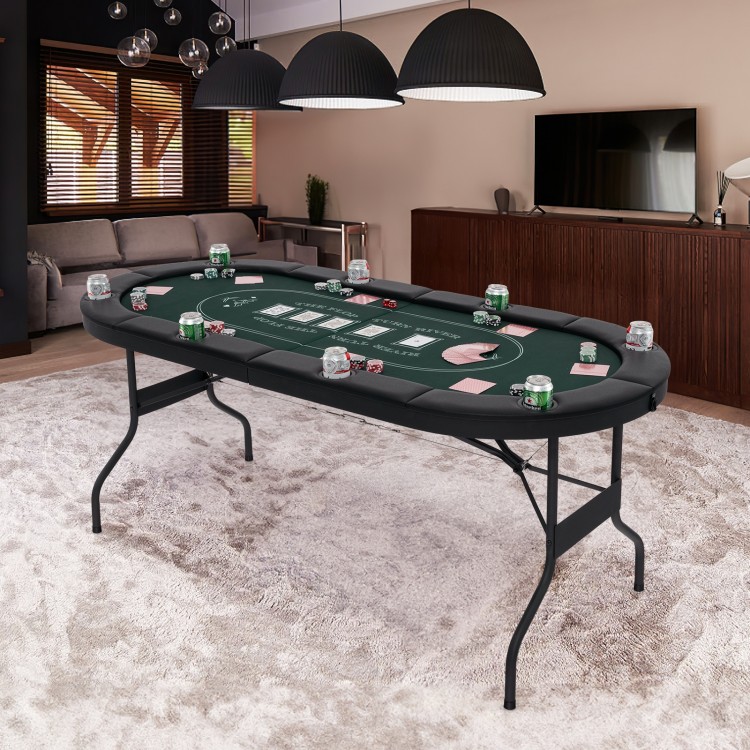 72 Inch Foldable Poker Table for 8 Players Portable Oval Card Board Game Table