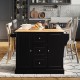 2-Door Large Mobile Kitchen Island Cart with Hidden Wheelsand 3 Drawers