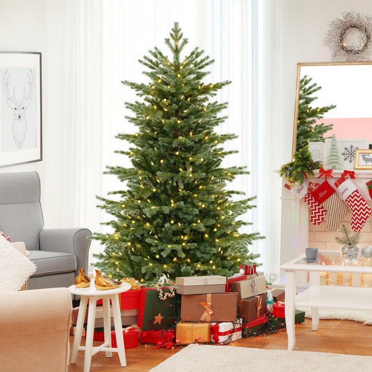 5/6/7 Feet Artificial Christmas Tree with 1426/2116/3156 Lush PVC and 200/300/400 Warm White LED Lights