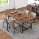 72 Inch Dining Table Rectangular Kitchen Table with 2-Bottle Wine Rack for 5-7