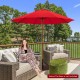 9.5 Feet Pulley Lift Round Patio Umbrella with Fiberglass Ribs