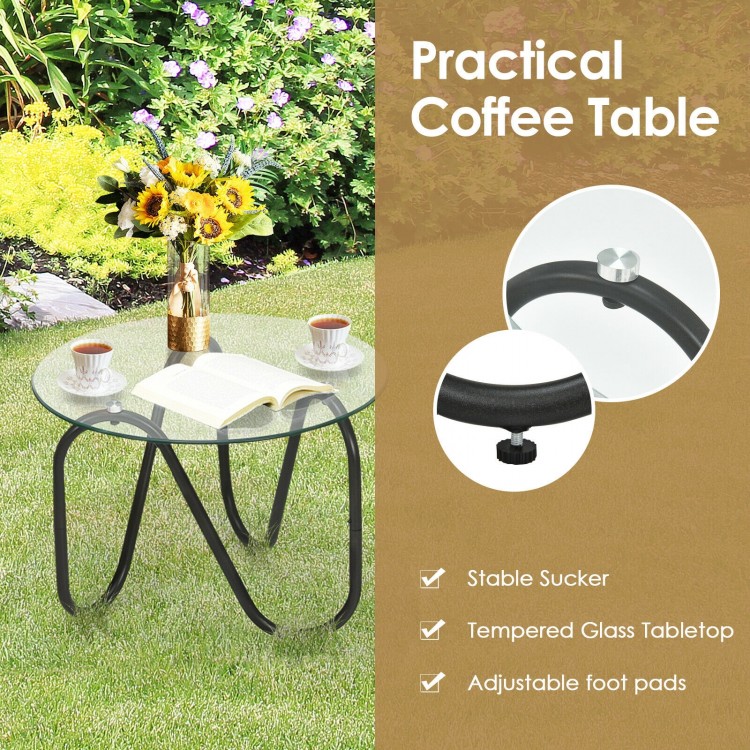 3 Pieces Patio Rattan Conversational Furniture Set