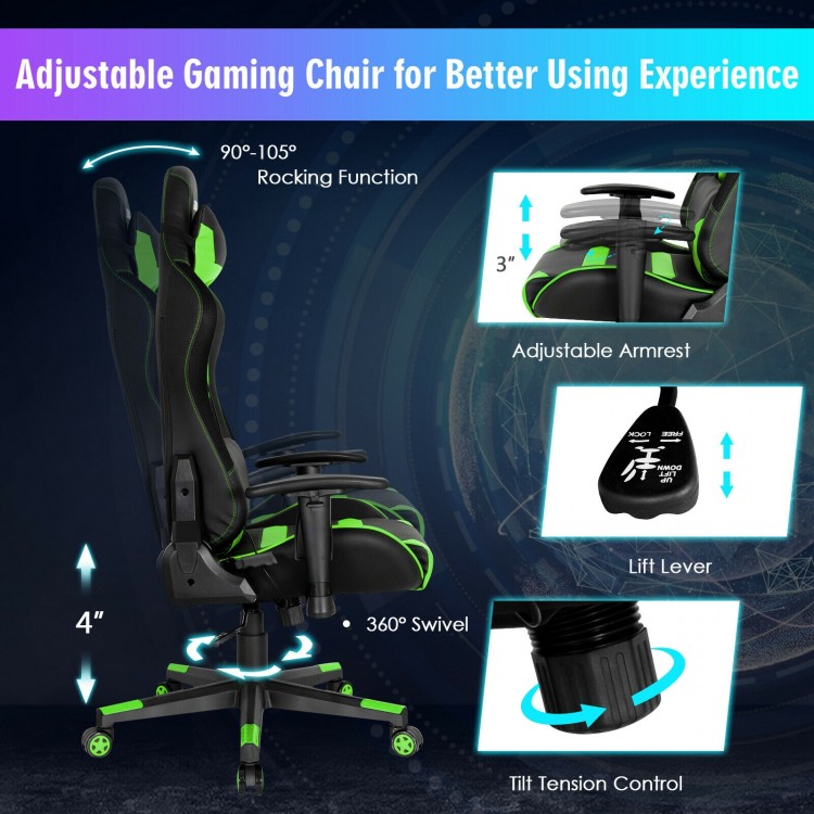 RGB Gaming Chair with LED Lights and Remote