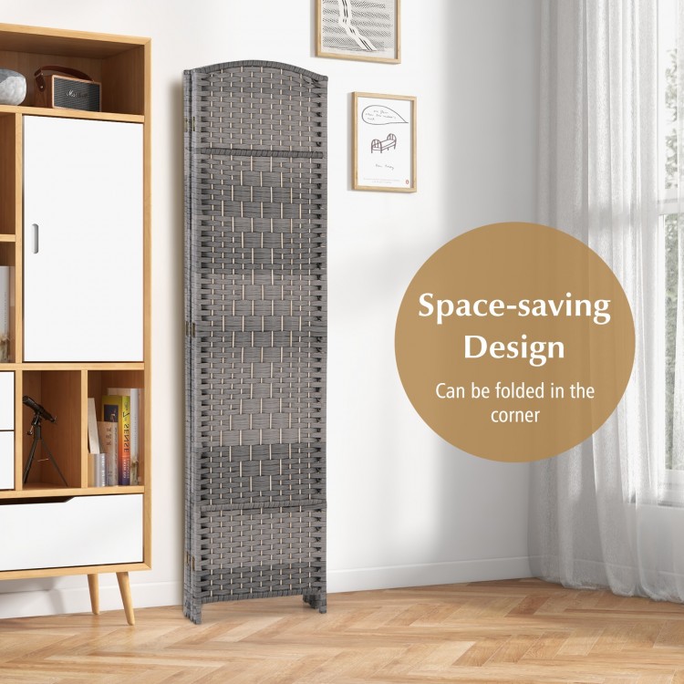 4-Panel Folding Privacy Screen with Hand-woven Pattern for Home Office Living Room