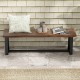56.5 Inches Wood Dining Bench with Wavy Edge and Adjustable Footpads