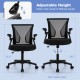 Ergonomic Office Chair Adjustable Swivel Chair with Flip-Up Armrests and Rocking Backrest
