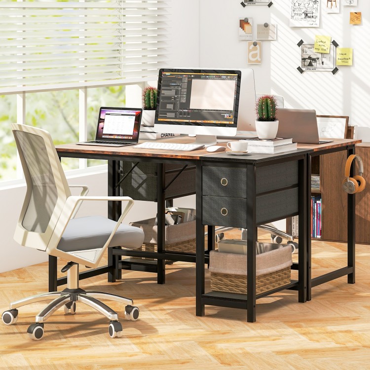 48/55-Inch Home Office Desk with 2 Drawers Hanging Hook