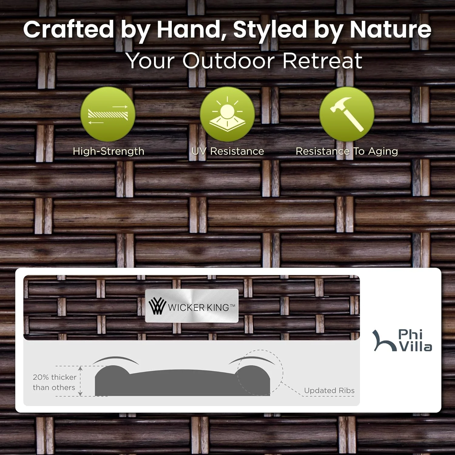 PHI VILLA 6-Piece Outdoor Dining Sets, All-Weather Patio Table and Chairs Set with Umbrella for 4, Heavy Duty Patio Round Table Set for Deck, 4 Extra Large Outdoor Swivel Chairs with Thick Cushions