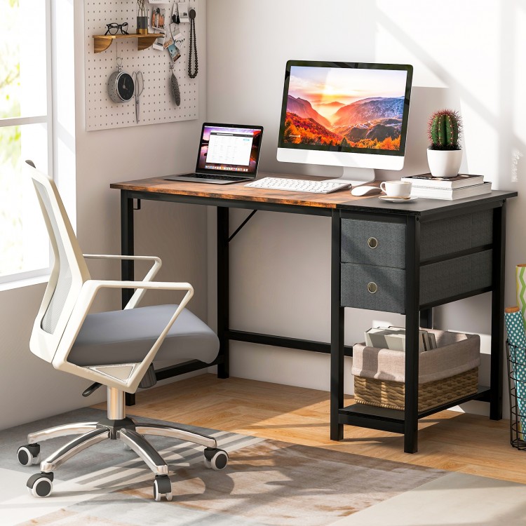 48/55-Inch Home Office Desk with 2 Drawers Hanging Hook