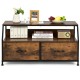 Dresser TV Stand with 2 Folding Fabric Drawers and Open Shelves