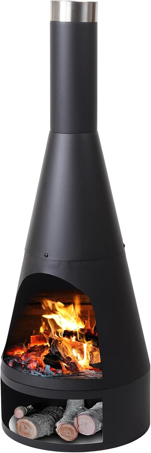 Haveovn HWC-K90, havepejs terrasse pejs terrasseovn, poke bålplads - 120 x 43 cm sort