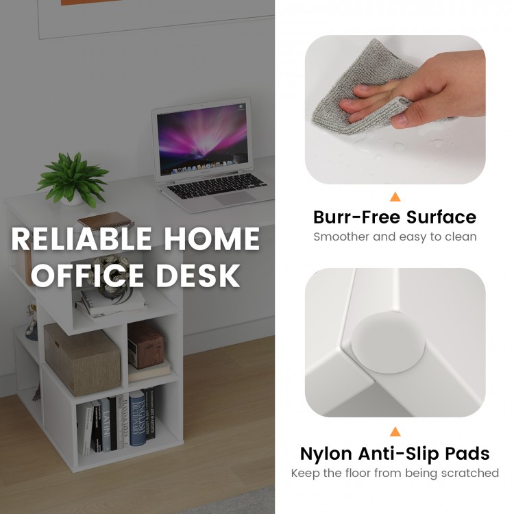 Modern Computer Desk with 3 Tier Storage Shelves for Home Office