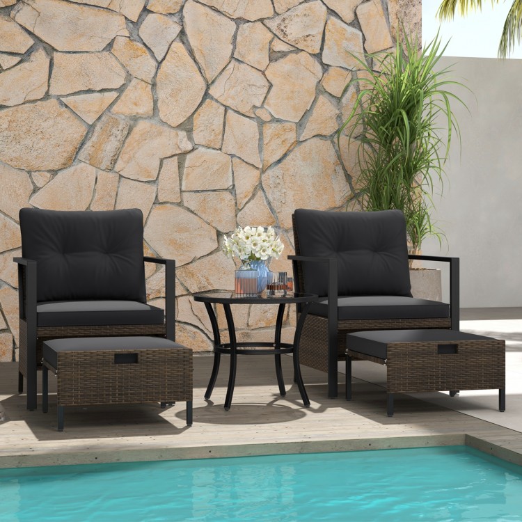 5 Piece Outdoor Furniture Set with Glass Topped Coffee Table