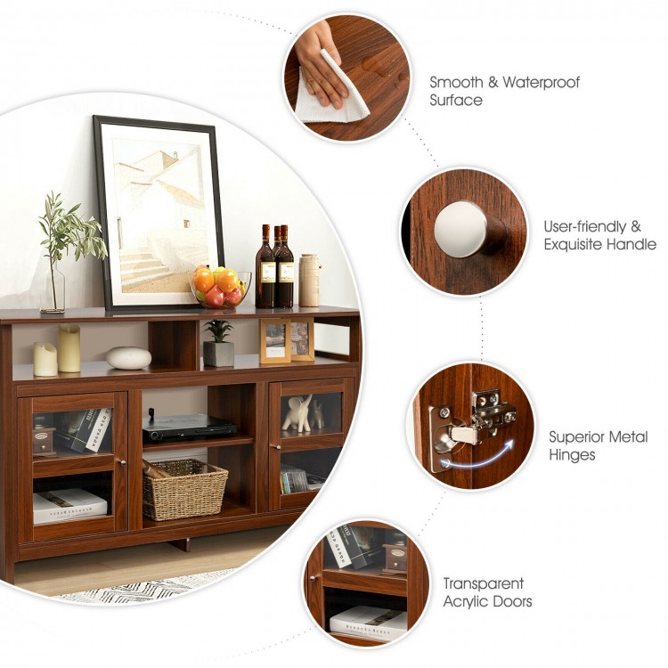 58 Inch TV Stand with 2 Cabinets for Flat Screen TVs up to 65 Inch