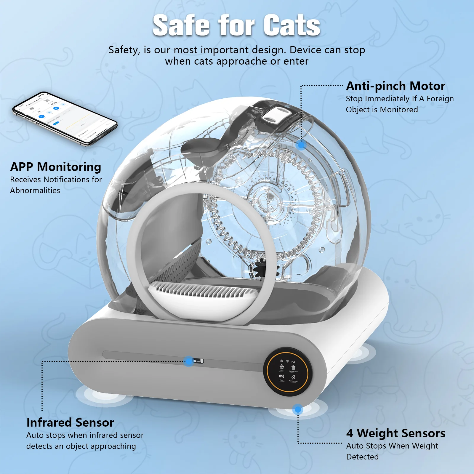 Smart Cat Litter Box Self Cleaning Odor-Removal
