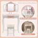 2-in-1 Kids Vanity Table Set with Tri-Folding Mirror
