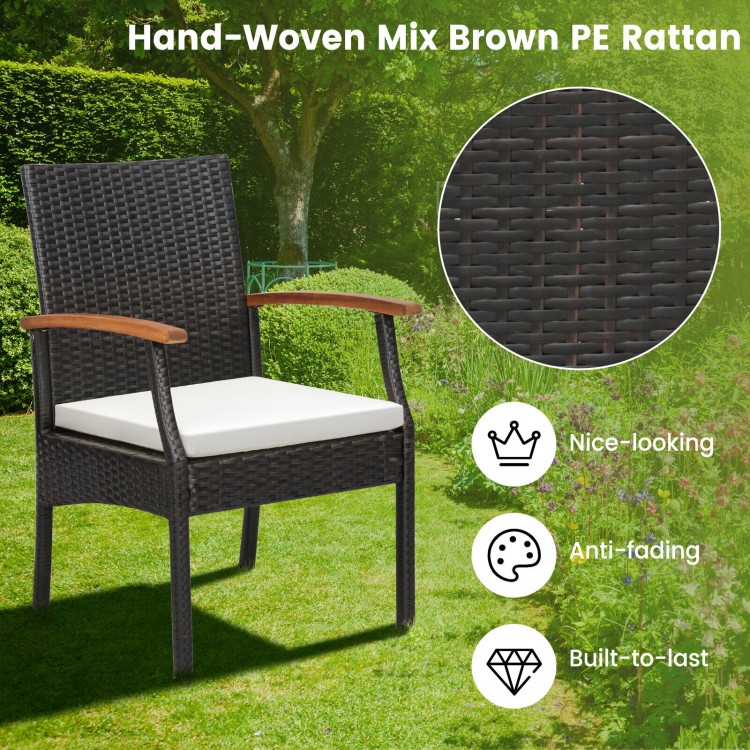 Set of 2/4 Patio Dining Chair with Soft Zippered Cushion