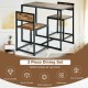 3 Pieces Dining Set Compact Table and 2 Chair with Metal Frame for Small Space