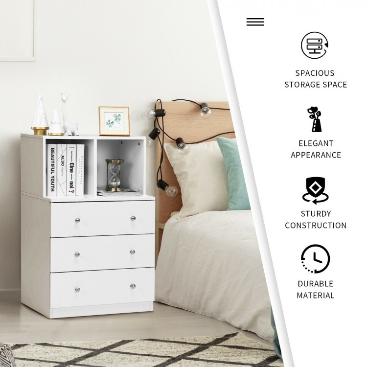 3 Drawer Dresser with Cubbies Storage Chest for Bedroom Living Room