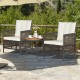 3 Pieces Patio Rattan Furniture Set with Cushioned Sofas and Wood Table Top