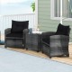 5 Piece Patio Rattan Furniture with 2 Ottomans and Tempered Glass Coffee Table