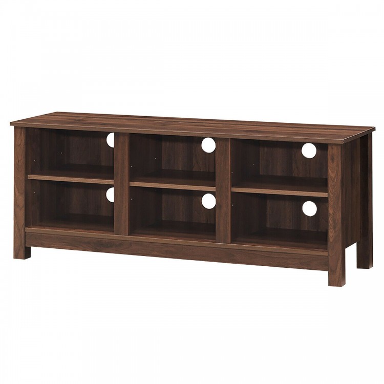 Universal Wooden TV Stand for TVs up to 60 Inch with 6 Open Shelves