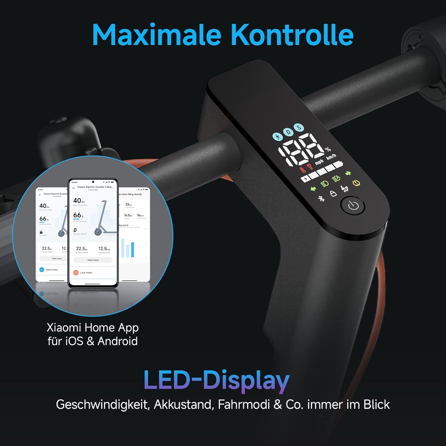 Xiaomi E-Scooter with German Road Legal (Max 20 km/h, Up to 70 km Range & 25 Percent Incline, Pneumatic Tyres, Dual Brakes, Display, Aluminium Body, App)