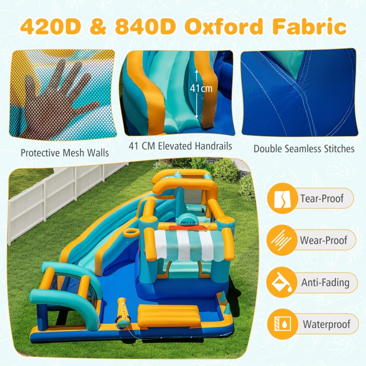 Inflatable Water Slide Bounce House Kids Jump Castle with 750W Blower