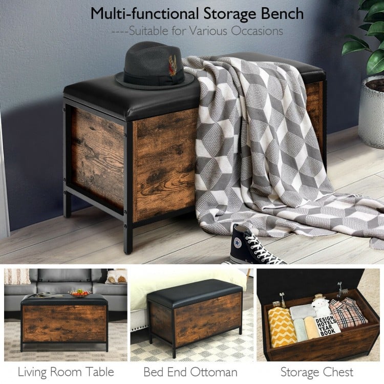 Entryway Flip Top Ottoman Stool with Padded Seat