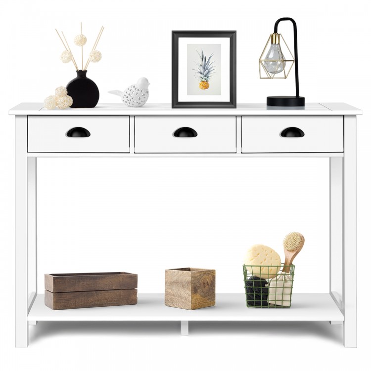 47 inch Entryway Hall Table Side Desk Accent Table with Drawers Shelf