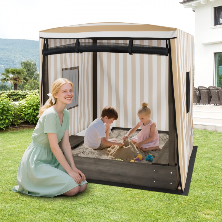 Wooden Sandbox with Canopy for Children 3+ Years Old