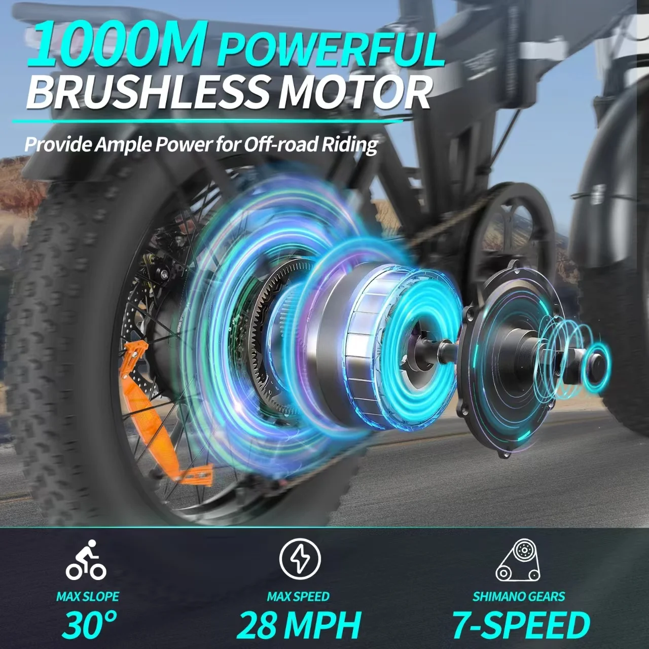 Eletric Bike for Adults, 750W Motor 48V 15Ah Removable Battery 20” Fat Tire Folding E-Bike Shimano 7-Speed MTB Cycling UL2849