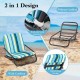 2 Pack Low Folding Beach Chairs for Adults with Cushion