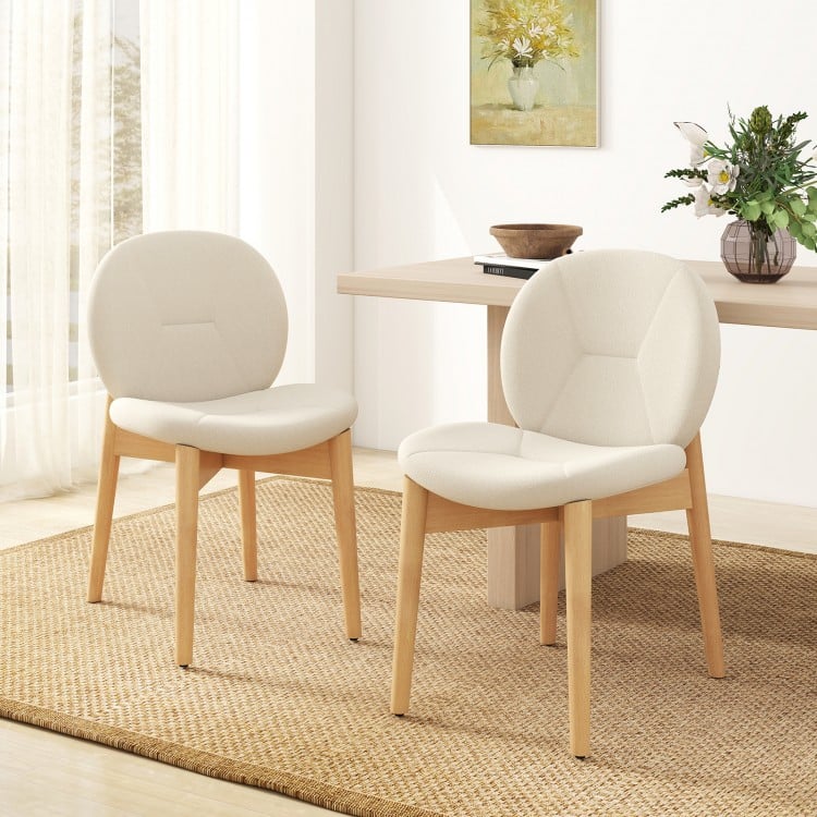 Wooden Dining Chairs Set of 2 with Rubber Wood Legs