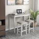 Counter-Height Dining Table and 2 Linen Fabric Padded Bar Stools