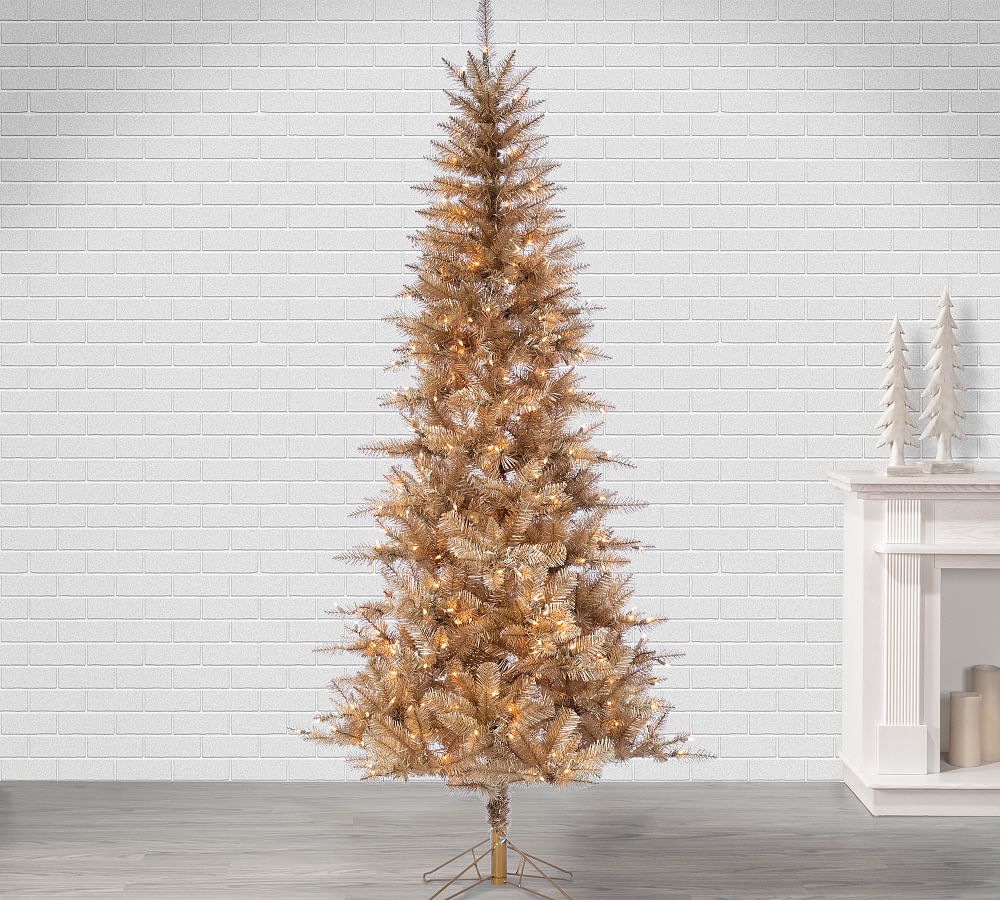 Tuscany Pre-Lit Tinsel Faux Christmas Tree, PVC/Metal, Clear Incandescent Lights, Indoor Flame-Resistant, Easy Setup