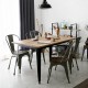 Set of 4 Tolix Style Metal Dining Wood Seat