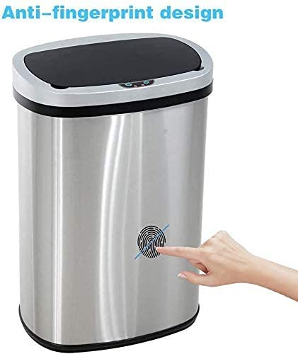 Bigacc 13 Gallon 50 Liter Kitchen Trash Can with Touch-Free & Motion Sensor, Automatic Stainless-Steel Garbage Can, Anti-Fingerprint Mute Designed Trash Bin Brushed Stainless Steel