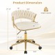360° Height Adjustable Swivel Upholstered Desk Computer Chair with Hand-woven Back