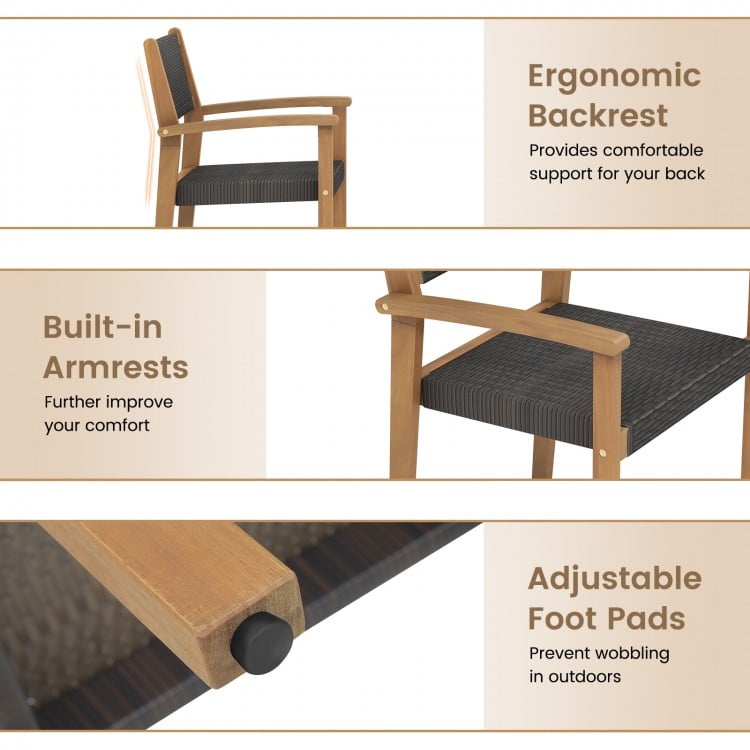 Set of 2 Stackable Outdoor Wicker Dining Chair