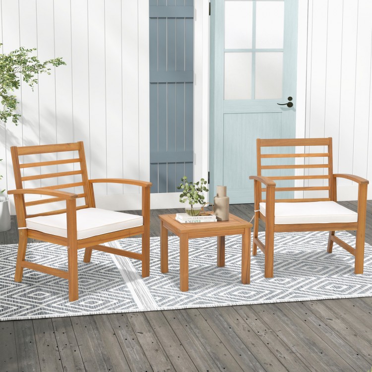 3 Pieces Outdoor Furniture Set with Soft Seat Cushions
